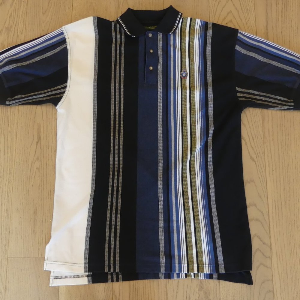 Knights Of Round Table Vintage Vertical Striped Medium Polo